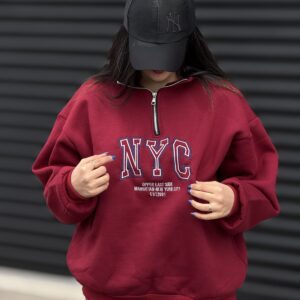 دورس نیم زیپ NYC زرشکی کد 3216