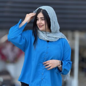 شومیز اطلس دکمه هنری 7993